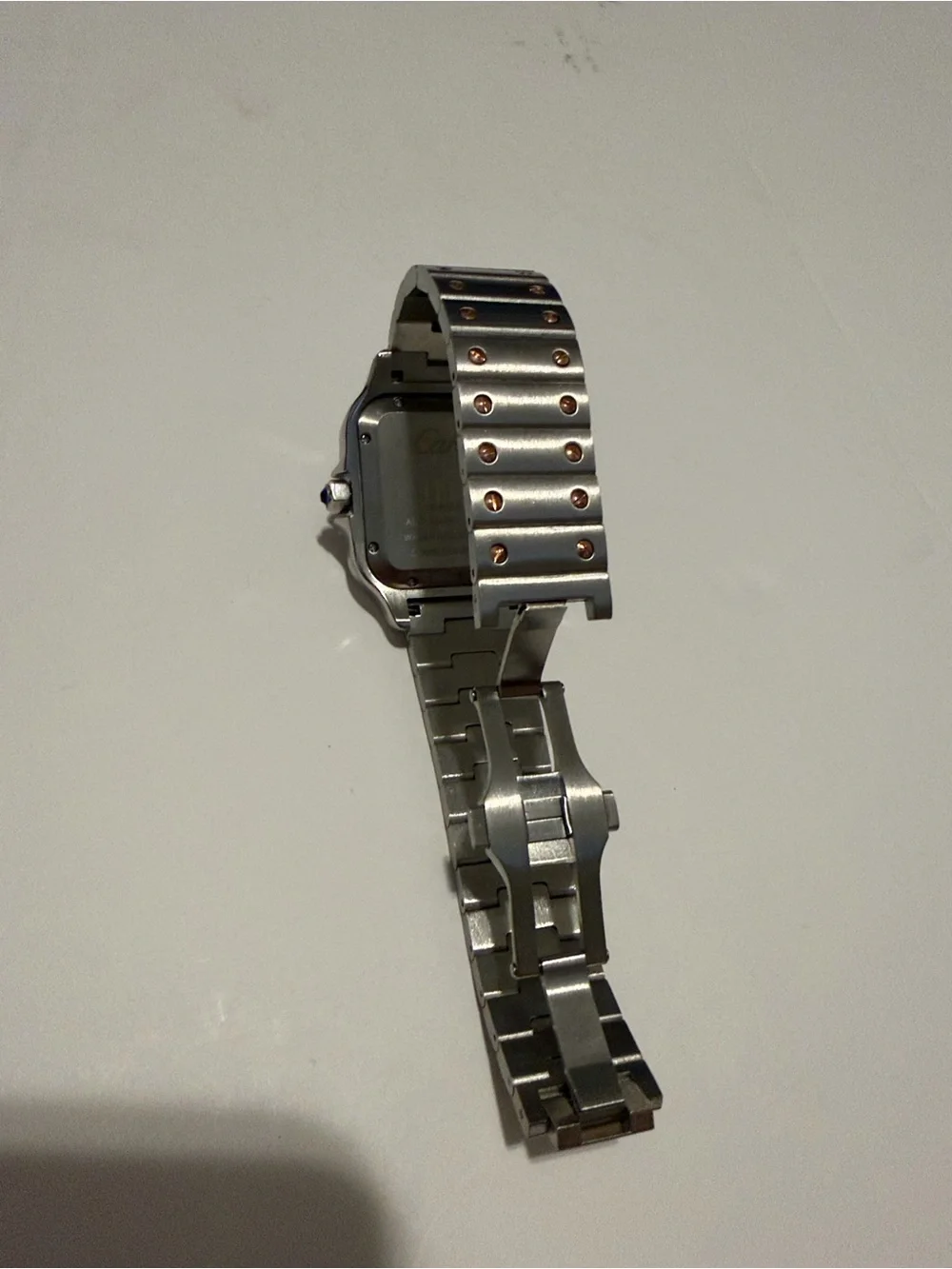 Cartier Santos Two Tone Watch Green Dial.